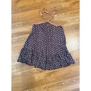 O’Neill Blue Floral Halter Neck Ruffle‎ Tiered Sleeveless Tunic Mini Dress Large